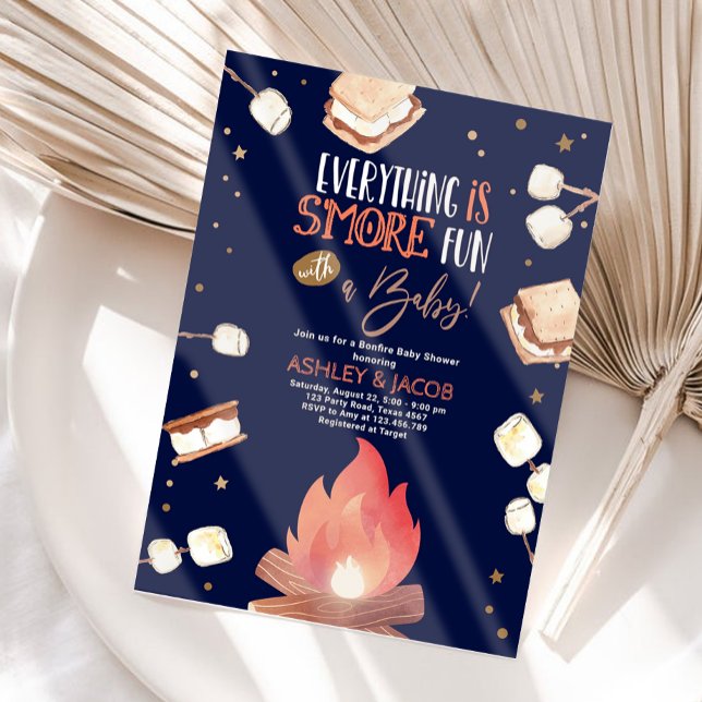 Smore Bonfire Smore Roligt Par Baby Shower Inbjudningar (Skapare uppladdad)