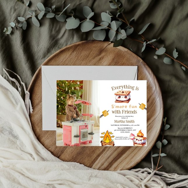 Smore Bonfire Smore Roligt Par Födelsedagsfest Inbjudningar (Skapare uppladdad)