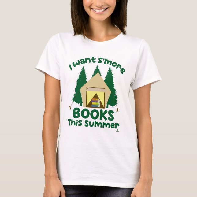 Smore Books Summer Funny Reading Slogan T Shirt (Framsida)