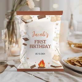 Smore Campfire Camping Birthday Chip Bag Wrapper Reklamblad