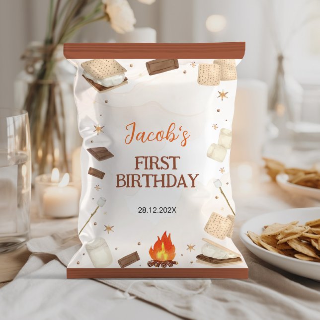 Smore Campfire Camping Birthday Chip Bag Wrapper Reklamblad (Skapare uppladdad)