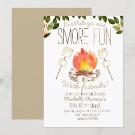 Smore Campfire camping-födelsedagsinbjudan Inbjudningar