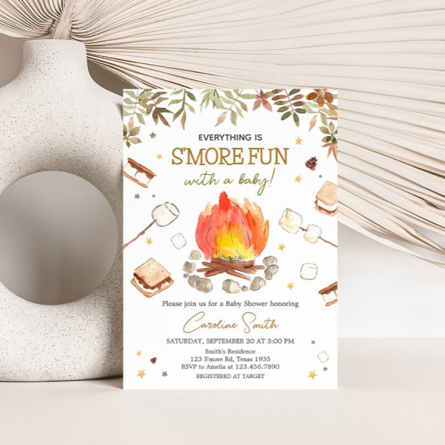 S'more-eldstävlingsbabyfest Inbjudningar (Everything Smore Fun Campfire Baby Shower Invitation)