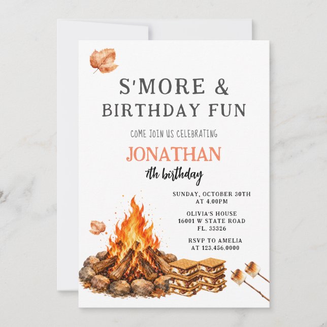 S'more Födelsedagsfest Födelsedag Inbjudningar (Framsida)