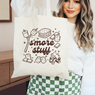 S'more-grejp Tote Bag, Rolig Camping Canvas Tote B Tygkasse