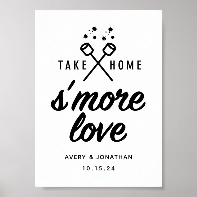 S'more kärlek 5x7 bröllopsgåva skylt (Framsidan)