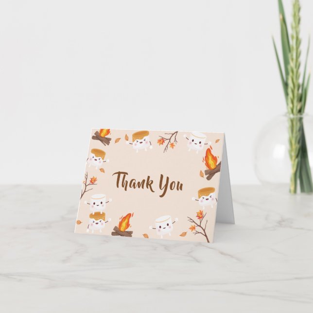 Smore Kärlek Fall Rustic Camping Baby Shower Tack Kort (Framsida)