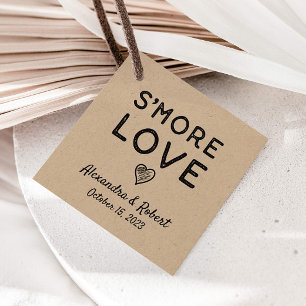 Smore Kärlek Rustic Kraft Wedding Favor Märkre Gåvor Etiketter