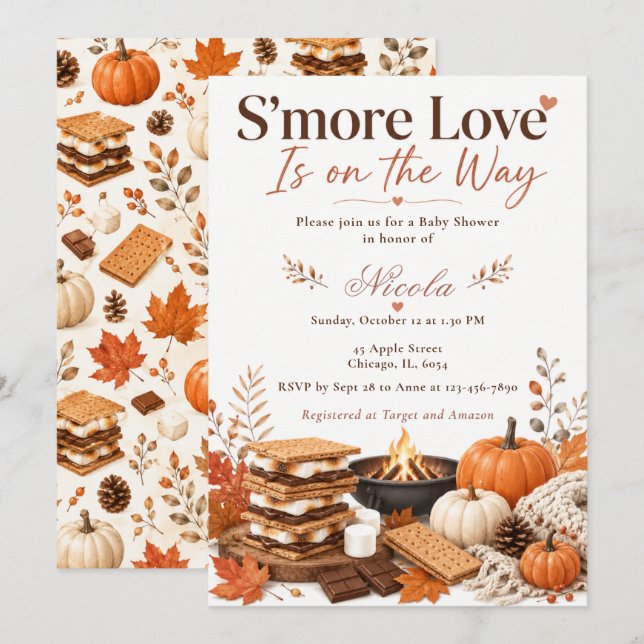 S'more Love Baby Shower Inbjudningar (Fram/baksida)