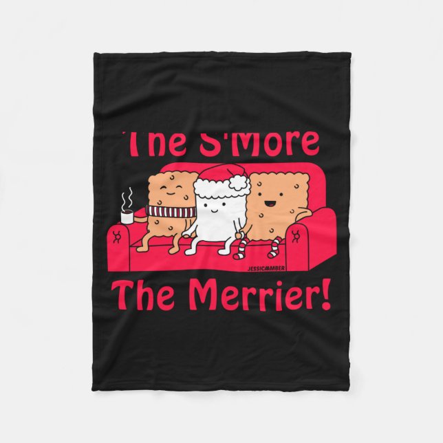 Smore Merrier Cute Kids Cartoon Christmas  Fleecefilt (Framsidan)