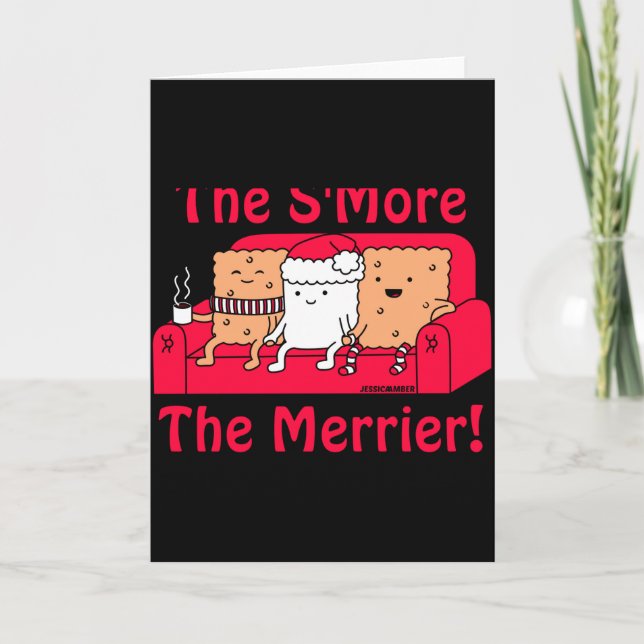 Smore Merrier Cute Kids Cartoon Christmas  Kort (Framsida)