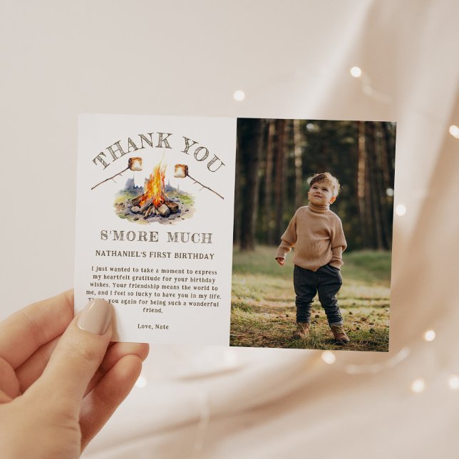 Smore Roligt Cute Campfire Camping Barns födelseda Tack Kort (Skapare uppladdad)