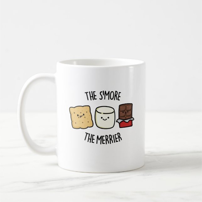 Smore the Merrier Funny Smore Pun Kaffemugg (Vänster)