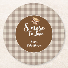 S'more to Love Rustic Gingham Baby Shower Underlägg Papper Rund