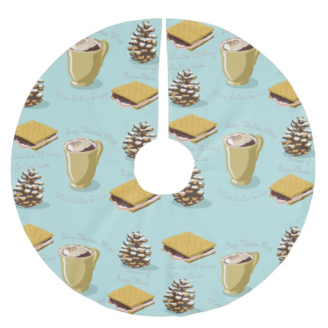 S'mores and Cocoa Holiday Tree Skirt Julgransmatta Borstad Polyester (Framsidan)