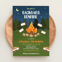 S'mores Bakgård Camping Bål Födelsedagsfest  Inbjudningar