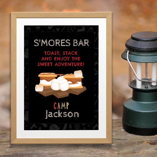S'mores Bar Camping Födelsedagsfest Skylt (Skapare uppladdad)