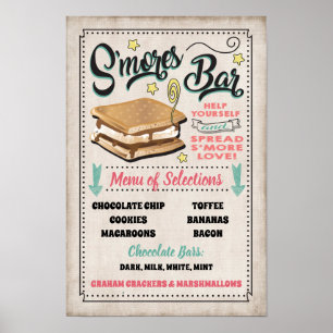 S'mores Bar Meny Party Skylt