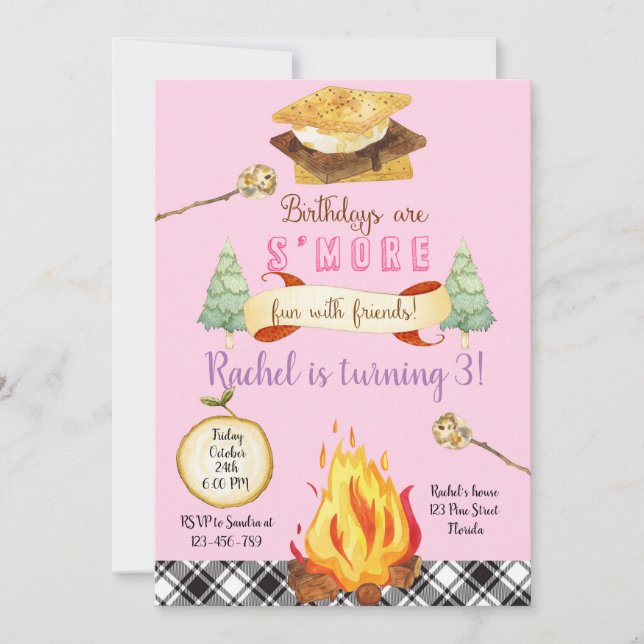 Smores Birthday Invitation, S'mores Invitation Inbjudningar (Framsida)