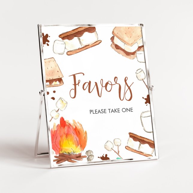 S'mores Camping Baby Shower-favoriter Poster (Smore Fun Baby Shower Favors Sign)