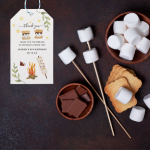 S'mores Camping Campfire Greenery Tack Presentetikett