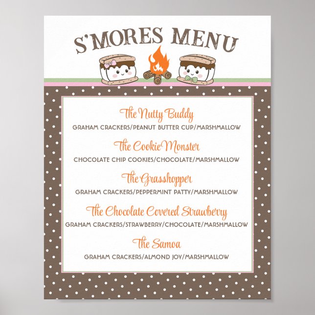S'Mores gender visar babyduschbondemeny Poster (Framsidan)