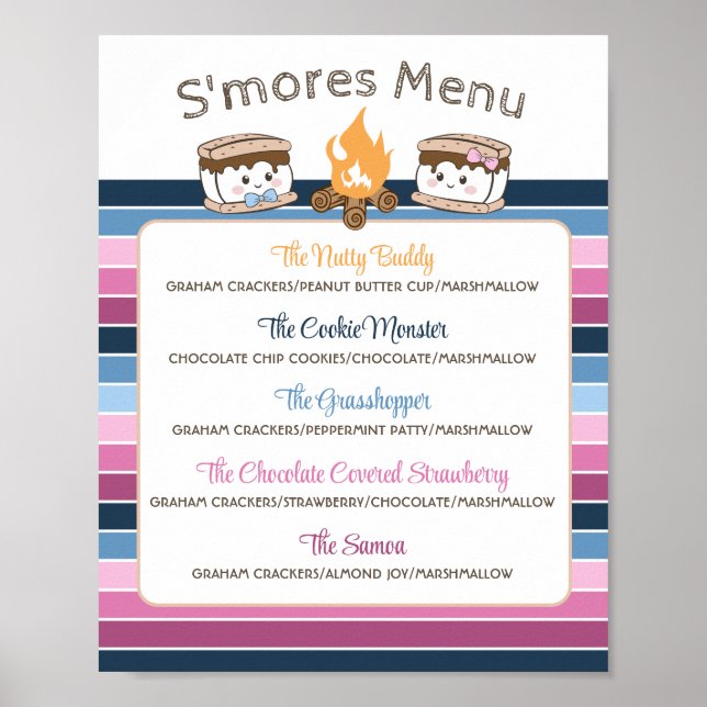 S'Mores gender visar den redigerbara menyn party Poster (Framsidan)