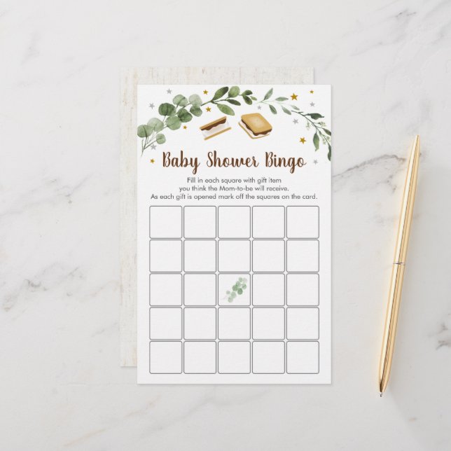 Smores Greenery Baby Shower Bingo Game (Fram/Back In Situ)