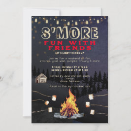 S'mores Kul Bål Bakgårds grillfest Vännergivning Inbjudningar