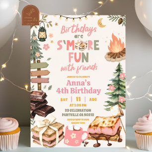 Smores Kul Med Vänner Flickas Födelsedag Inbjudningar