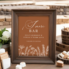 Smores Pub Burnt Orange Wildblomme Bröllop Sign Poster