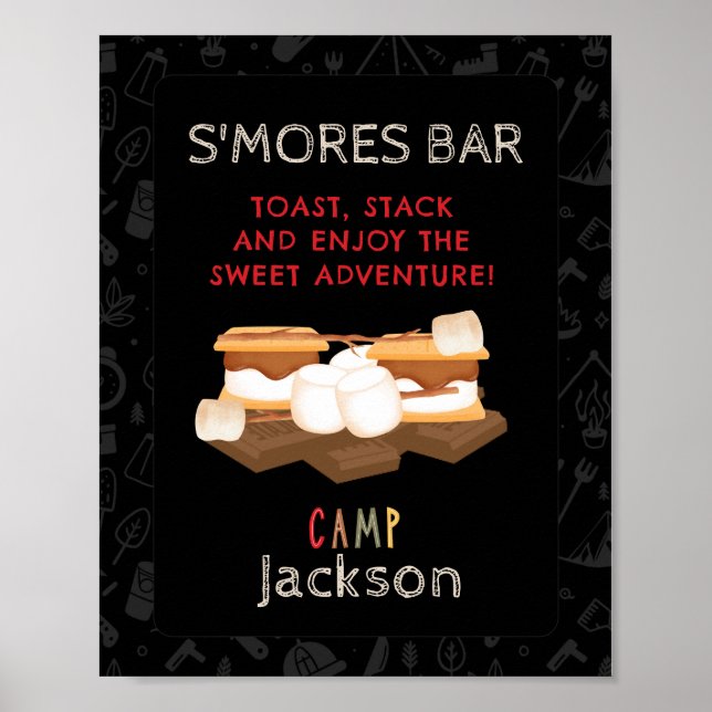 Smores Pub Camping Födelsedagsfest Sign Poster (Framsidan)