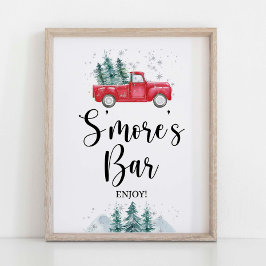 S'Mores Pub Sign Red Winter Julgran Lastbil Poster