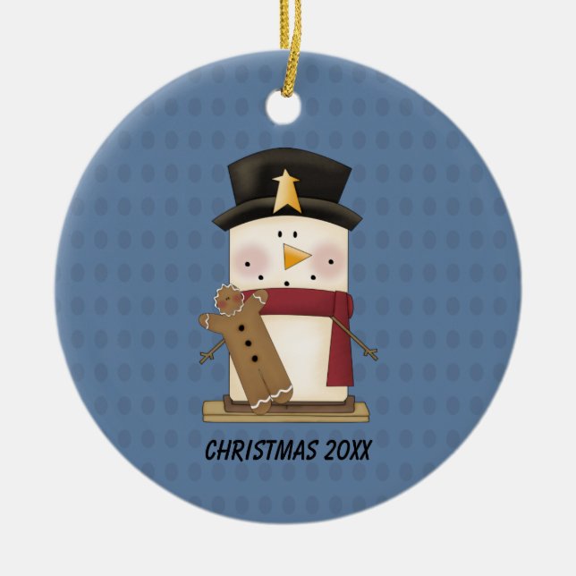 S'mores snögubbe med den GingerbreadChristmas Julgransprydnad Keramik (Framsidan)