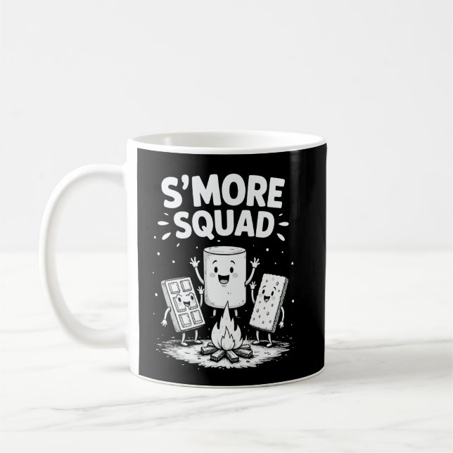 S'mores Squad Camping Campfire Cute Marshmallow Kaffemugg (Vänster)