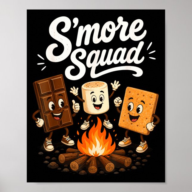 S'mores-trupp rolig marshmallow lägereld  poster (Framsidan)