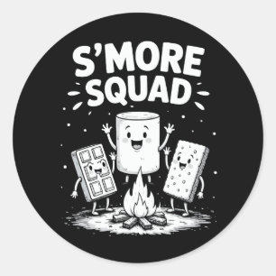 S'moresgänget Camping Lägereld Söt Marshmallow Runt Klistermärke