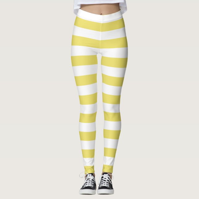 Smöret och det vita vågrät färg stripe leggings (Framsida)