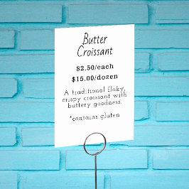 Smörets Croissant Food Label Card Bordsnummer