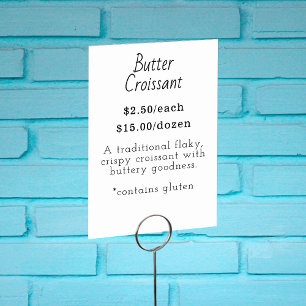 Smörets Croissant Food Label Card Bordsnummer