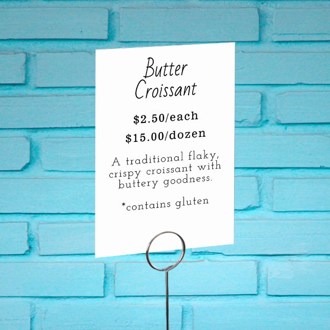Smörets Croissant Food Label Card Bordsnummer (Skapare uppladdad)