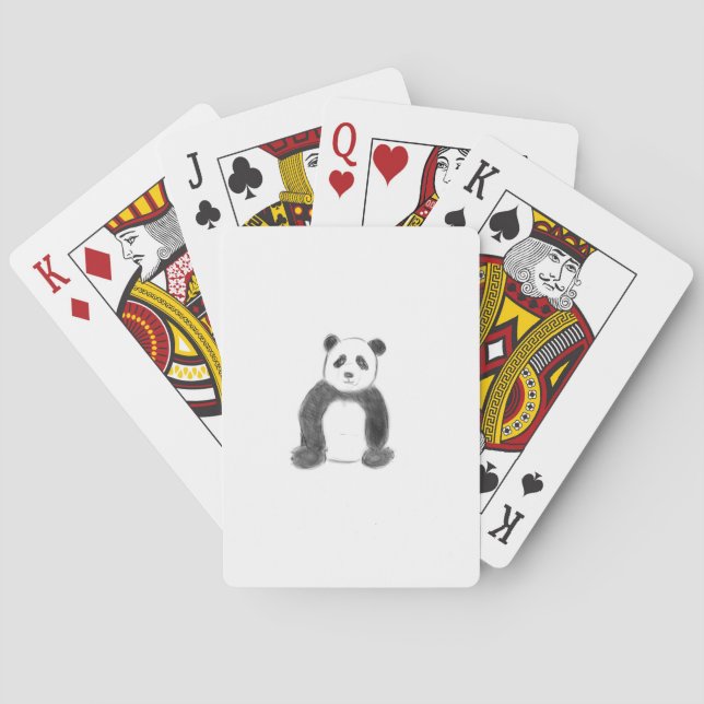 Smörfärgad och vit pandasketch casinokort (Baksidan)