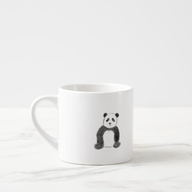 Smörfärgad och vit pandasketch espressomugg (Vänster)
