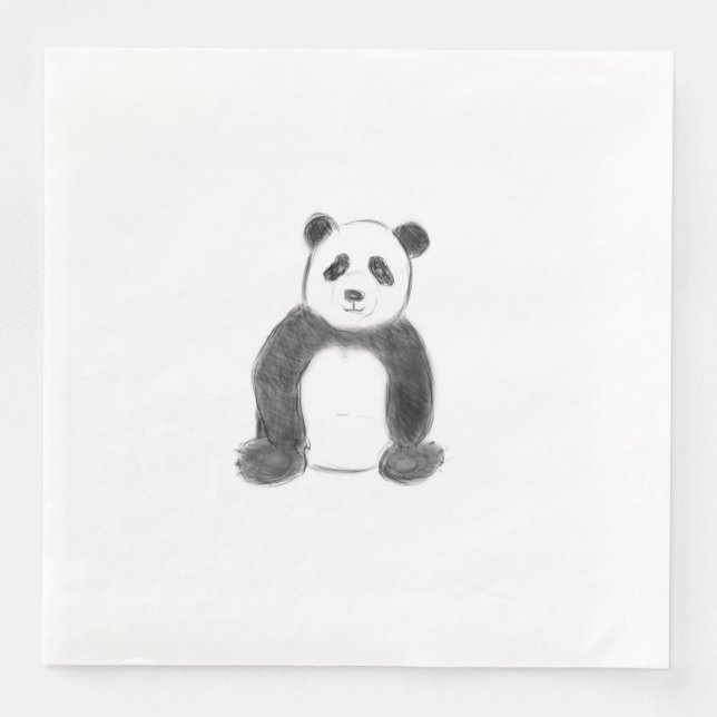 Smörfärgad och vit pandasketch pappersservett (Framsida)