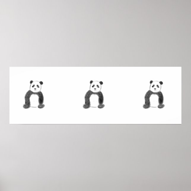 Smörfärgad och vit pandasketch poster (Framsidan)