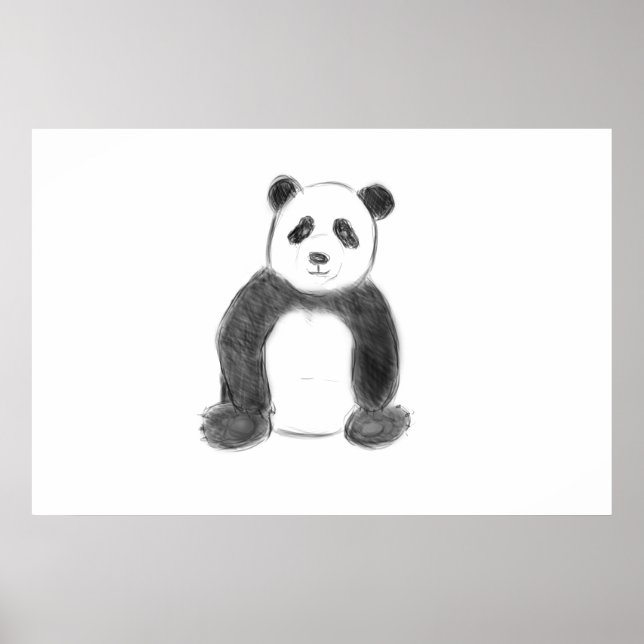 Smörfärgad och vit pandasketch poster (Framsidan)