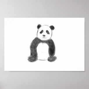 Smörfärgad och vit pandasketch poster