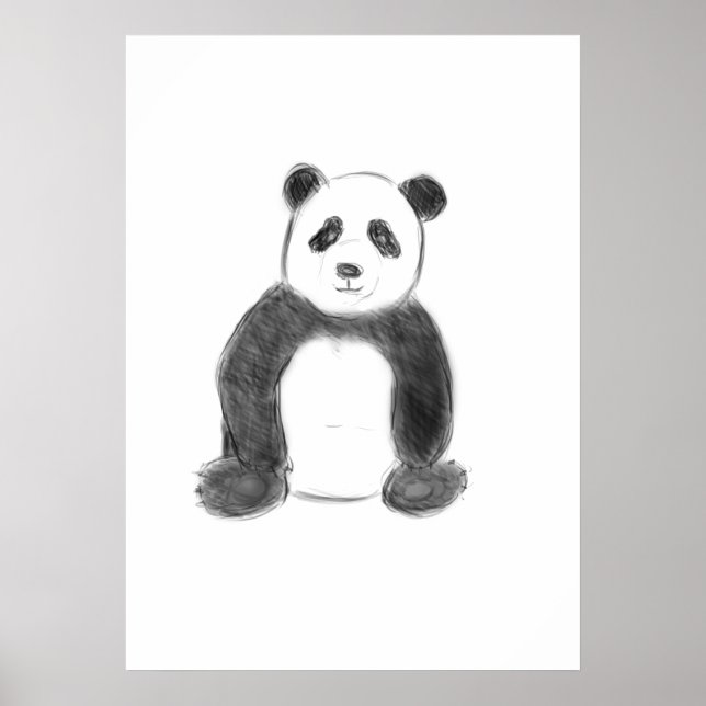 Smörfärgad och vit pandasketch poster (Framsidan)