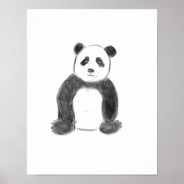 Smörfärgad och vit pandasketch poster (Framsidan)
