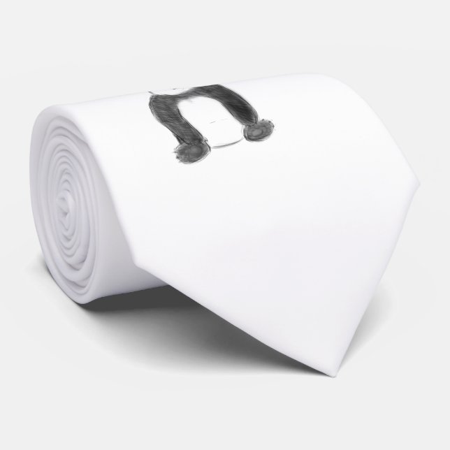 Smörfärgad och vit pandasketch slips (Rullad)